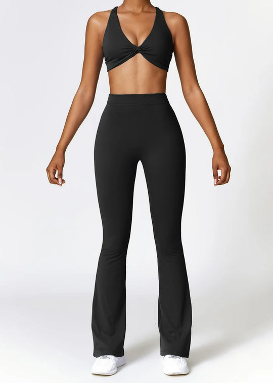 Black Flared Leggings Frontside#color_black