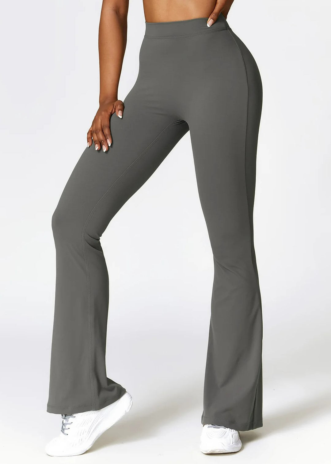 Gray Flared Leggings Frontside#color_graphite