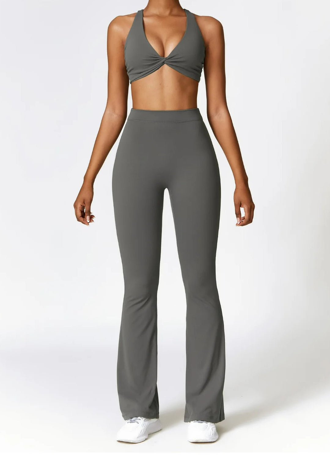 Gray Flared Leggings Frontside#color_graphite