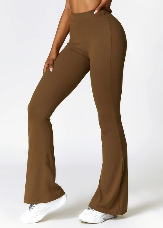 Brown Flared Leggings Sideview#color_chocolate