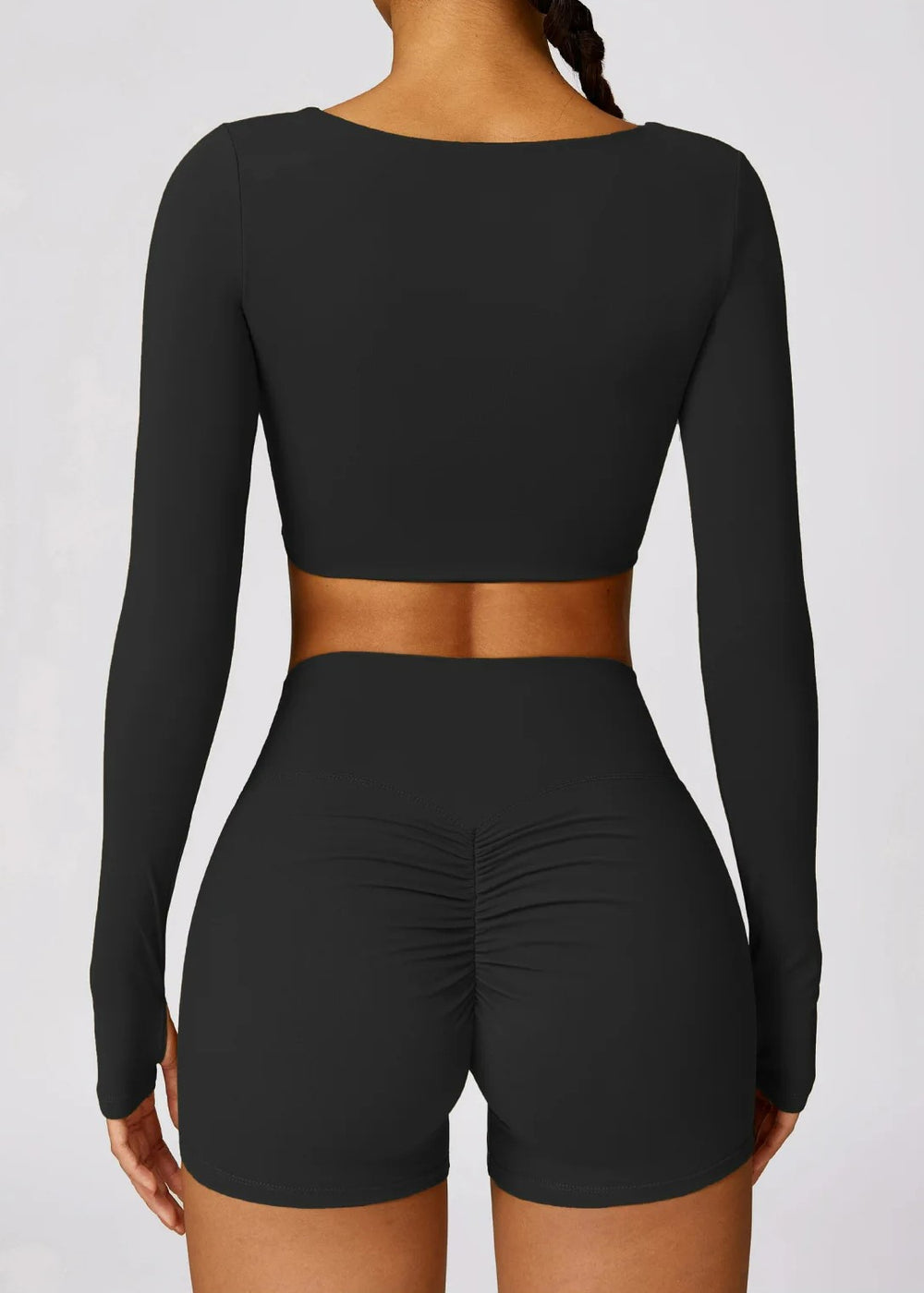 Black Long Sleeve Top Backside#color_black