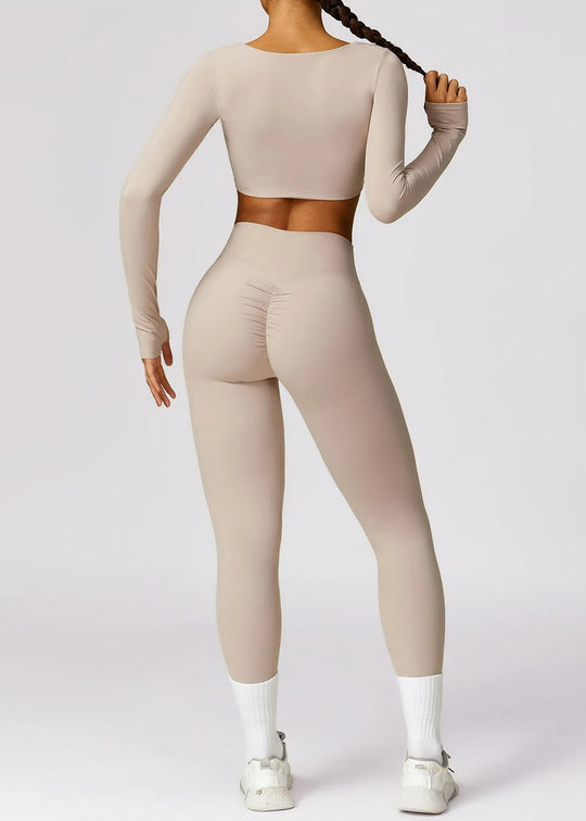 Beige Long Sleeve Top Backside#color_sand